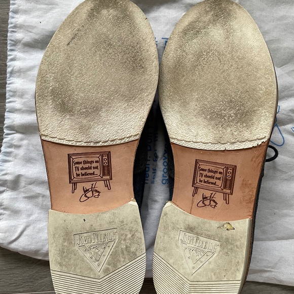 John Fluevog tri-colour (yellow, grey, blue) suede shoes - Picture 7 of 7